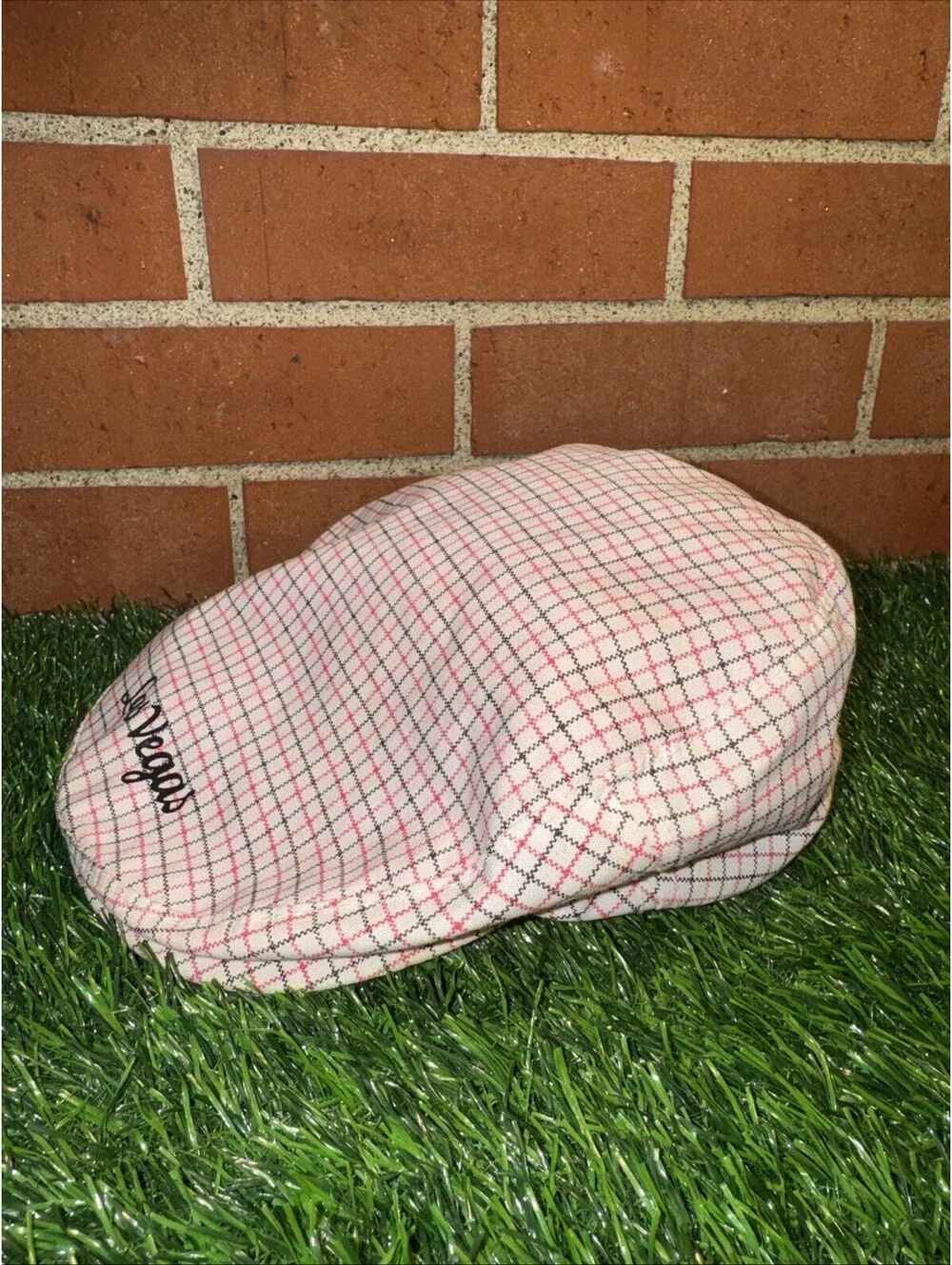 VTG YoungAn Las Vegas Plaid SnapBack Newsboy Hat Cap